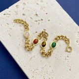 Vintage Titanium Stainless Steel Bracelet Men Women Chain Plated Stone
