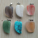 Natural Stone Leaf Charms Pendants for Jewelry Making 12pcs/lot