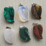 Natural Stone Leaf Charms Pendants for Jewelry Making 12pcs/lot