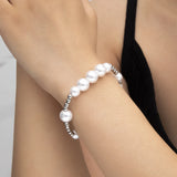 Stainless Steel Bead Hand Jewelry Pearl Bracelet for Women