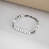 Stainless Steel Bead Hand Jewelry Pearl Bracelet for Women