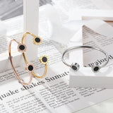 Women's Roman Numerals Enamel Stainless Steel Open Bracelet