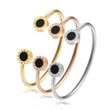 Women's Roman Numerals Enamel Stainless Steel Open Bracelet