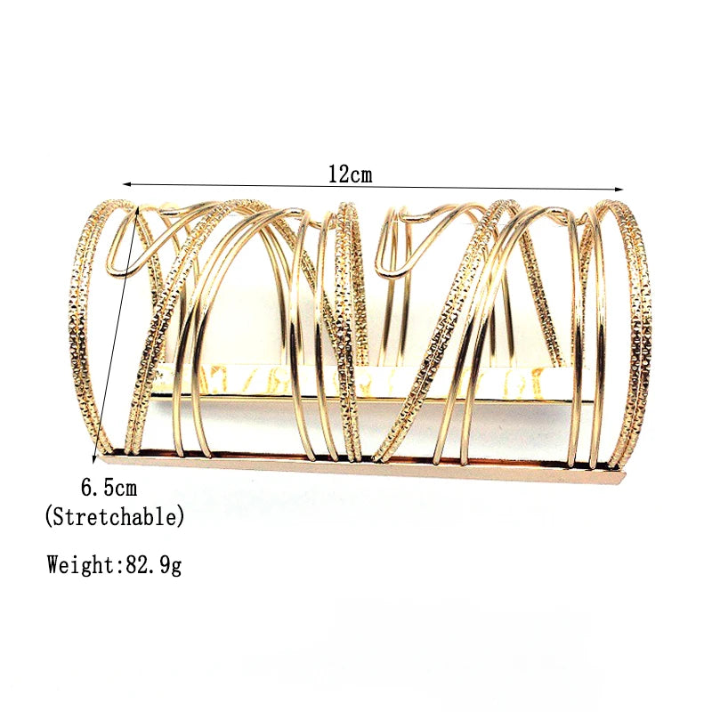 Hyperbole Punk Gold&Silver Alloy Cuff Bracelets for Girls