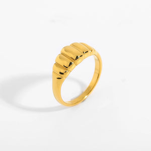Smooth Round Cow Horn Bag Ring 18k Plated Stainless Steel Women's Rings