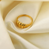 Smooth Round Cow Horn Bag Ring 18k Plated Stainless Steel Women's Rings