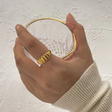 Smooth Round Cow Horn Bag Ring 18k Plated Stainless Steel Women's Rings