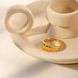 Smooth Round Cow Horn Bag Ring 18k Plated Stainless Steel Women's Rings