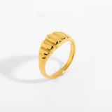 Smooth Round Cow Horn Bag Ring 18k Plated Stainless Steel Women's Rings