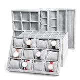 Ice Grey Velvet Jewelry Tray Storage Box Organizer Series