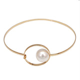 Pearl Bib Torques Choker Necklace, Metal Geometric Collar