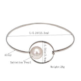 Pearl Bib Torques Choker Necklace, Metal Geometric Collar