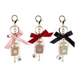 Pearl Perfume Bottle Keychain Car Key Ring Holder Bag Charm Pendant Accessories