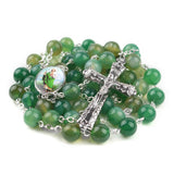 Catholic Rosary Necklace with Dark Purple Stone Beads