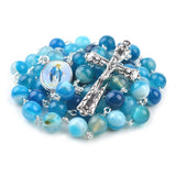 Catholic Rosary Necklace with Dark Purple Stone Beads