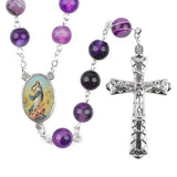 Catholic Rosary Necklace with Dark Purple Stone Beads