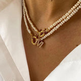 Baroque Pearl Necklace Metal Charm Pendant Choker Jewelry