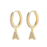 Initials A-Z 925 Silver Alphabet Earrings CZ Silver Huggie Jewelry