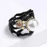 Bohemian Pearl Inlay Ring, Elegant Women's Jewelry