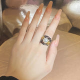 Bohemian Pearl Inlay Ring, Elegant Women's Jewelry