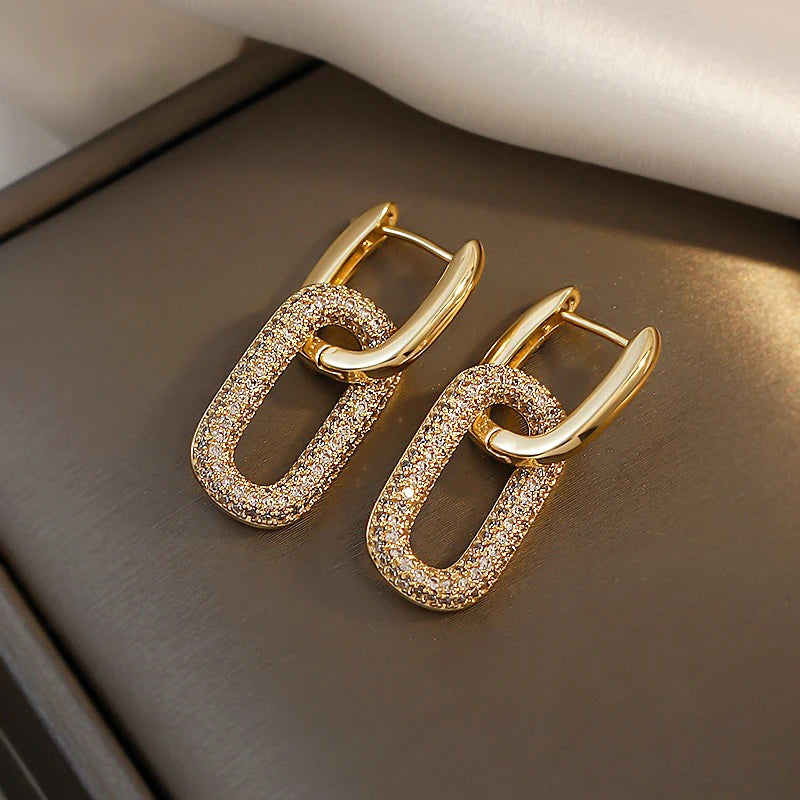 Zircon Dainty Geometry Hoop Earrings for Women
