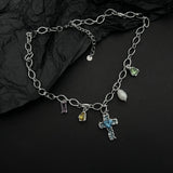 Wind Hip Hop Retro Pearl Necklace Christian Cross Clavicle Chain