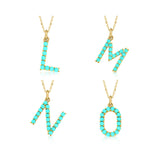 925 Silver Wind Turquoise Initial Pendant Necklace for Women
