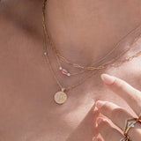925 Silver Oval Pink Crown Pendant Necklace for Women with Clavicle Chain