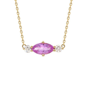 925 Silver Oval Pink Crown Pendant Necklace for Women with Clavicle Chain