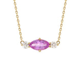 925 Silver Oval Pink Crown Pendant Necklace for Women with Clavicle Chain