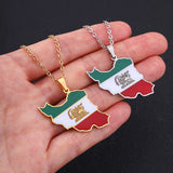 Iran Map Flag Pendant Neckalces Stainless Steel Men Women Jewelry Gift