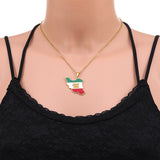 Iran Map Flag Pendant Neckalces Stainless Steel Men Women Jewelry Gift