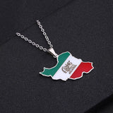 Iran Map Flag Pendant Neckalces Stainless Steel Men Women Jewelry Gift