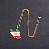 Iran Map Flag Pendant Neckalces Stainless Steel Men Women Jewelry Gift