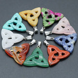 Irish Celtic Knot Stone Carving Triangle Pendant for Jewelry Making