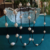 Baroque Pearl Choker Necklace for Women Rope Chain Freshwater Pearl Short Collar