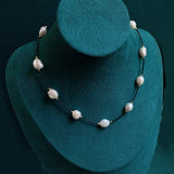 Baroque Pearl Choker Necklace for Women Rope Chain Freshwater Pearl Short Collar