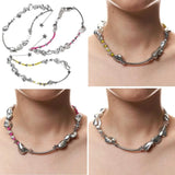 Irregular Beads Star Necklace Punk Choker Chain Statement Jewelry