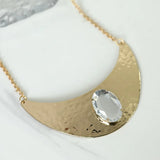 Moon Metal Oval Crystal Rhinestone Short Necklace for Women