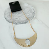 Moon Metal Oval Crystal Rhinestone Short Necklace for Women