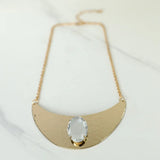 Moon Metal Oval Crystal Rhinestone Short Necklace for Women