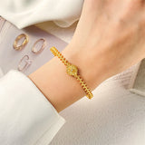 Irregular Geo Sun Rhinestone Bracelet for Women