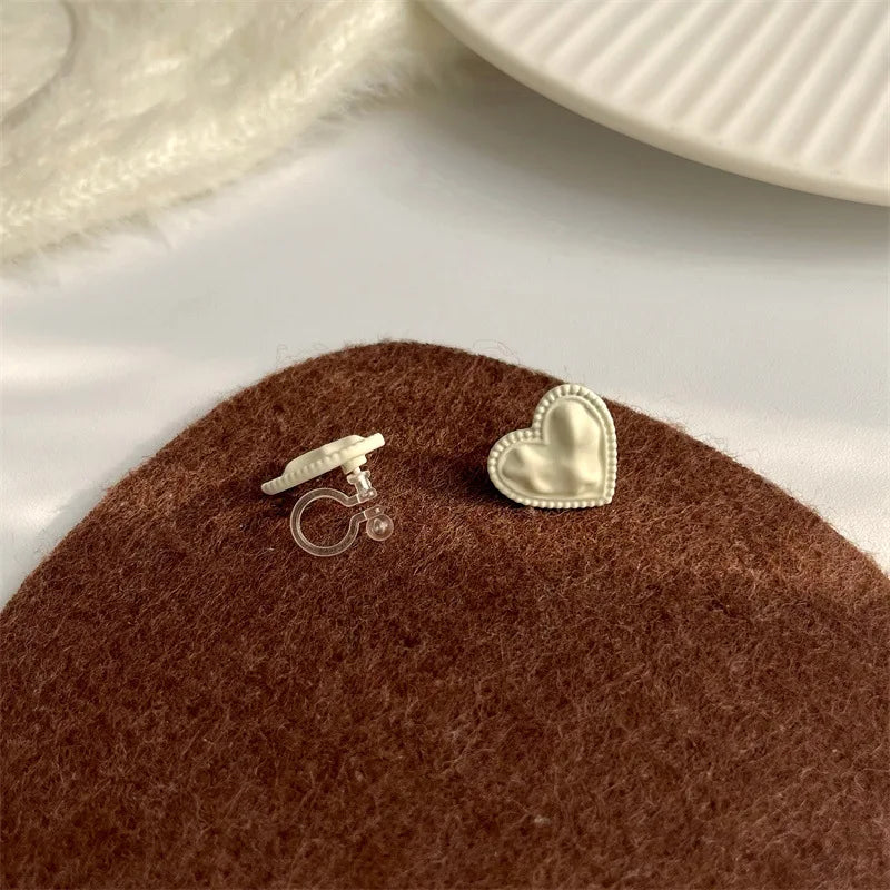 Irregular Heart Earrings for Women Silicone Ear Clip