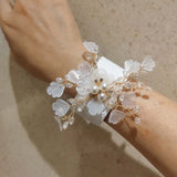 Multilayer Crystal Chain Pearl Leather Bracelet Charm