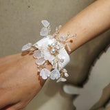 Multilayer Crystal Chain Pearl Leather Bracelet Charm