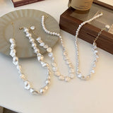Irregular Pearl Love Pendant Necklace Women Clavicle Chain Versatile Jewelry