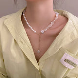 Irregular Pearl Love Pendant Necklace Women Clavicle Chain Versatile Jewelry