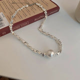 Irregular Pearl Love Pendant Necklace Women Clavicle Chain Versatile Jewelry