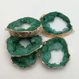 Green Quartz Crystal Druzy Agate Pendants for Jewelry Making
