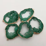 Green Quartz Crystal Druzy Agate Pendants for Jewelry Making